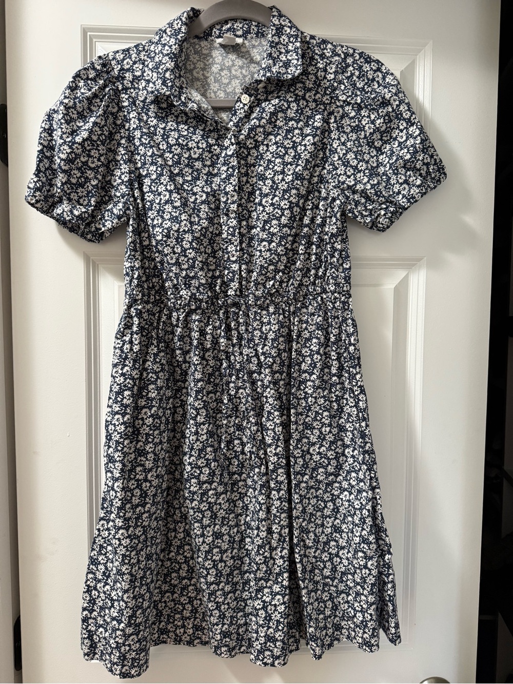 Jcrew Navy Blue Floral Button-Front Dress